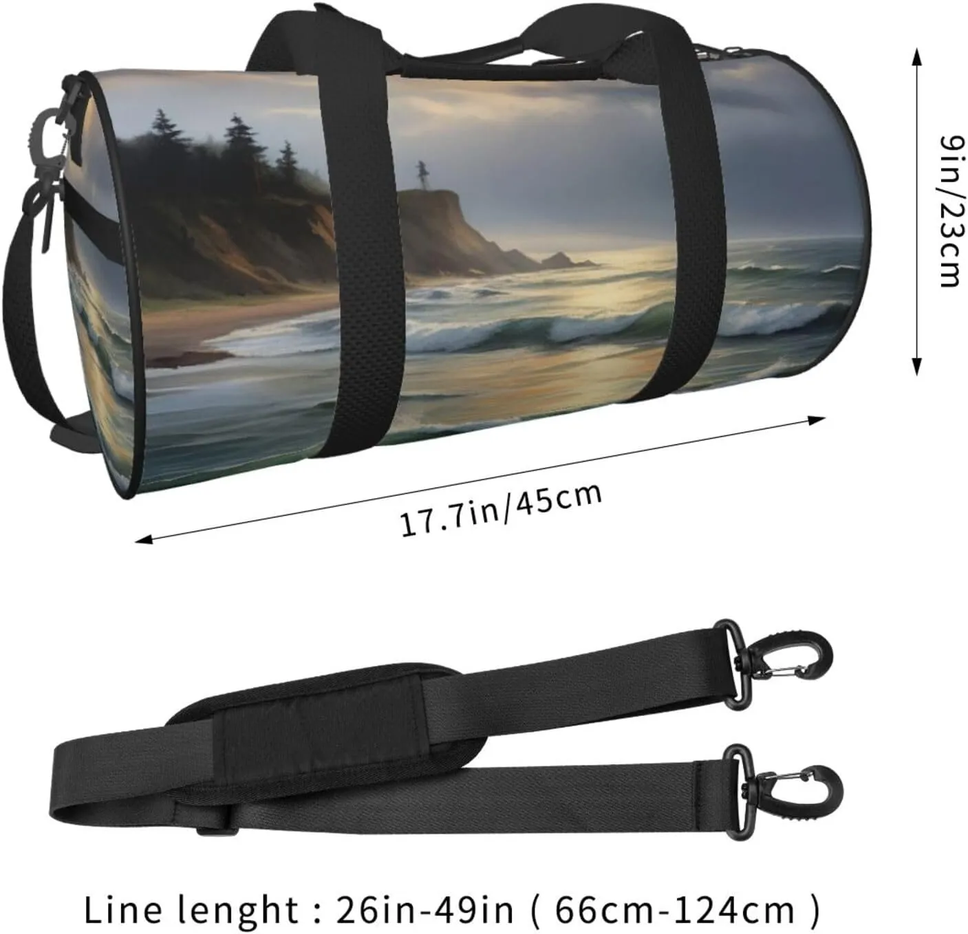 WITHIN THE TIDES Printed Travel Bag,Round Personal Item Storage bag,Foldie Duffel Bag for Traveling Vacation,Fitness,Sports