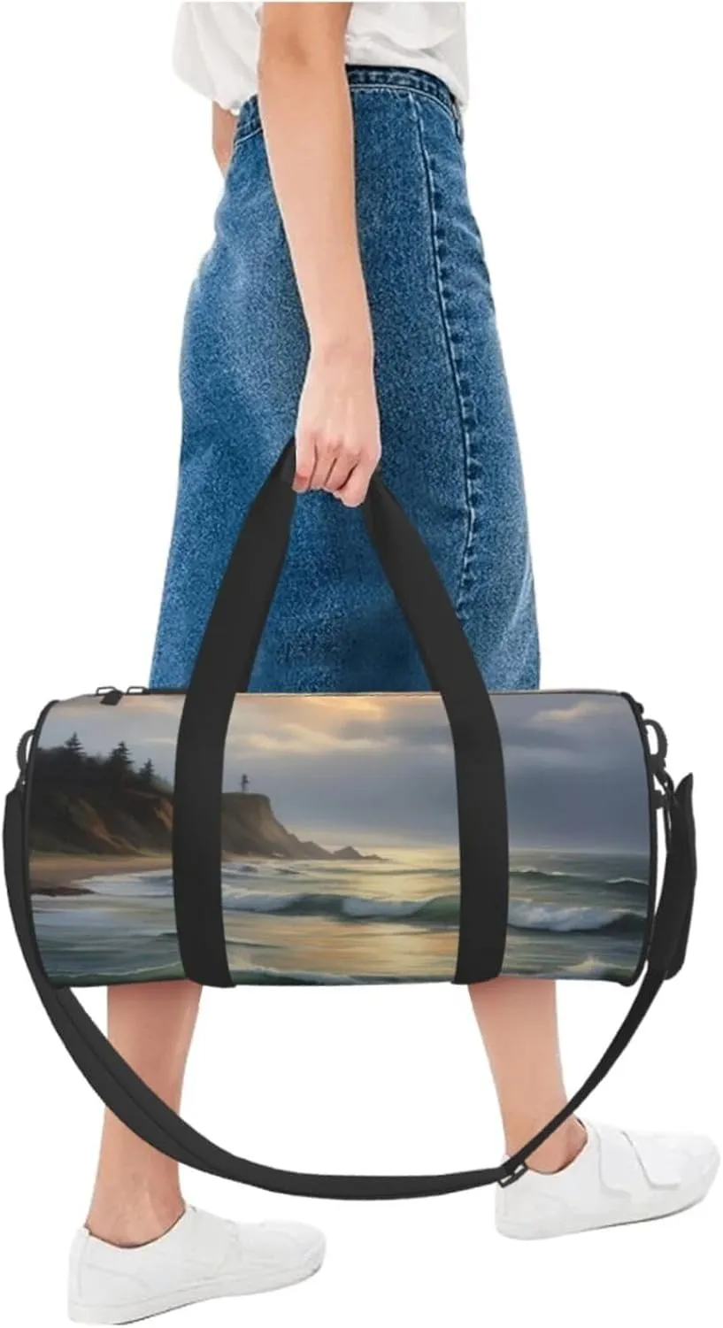 WITHIN THE TIDES Printed Travel Bag,Round Personal Item Storage bag,Foldie Duffel Bag for Traveling Vacation,Fitness,Sports