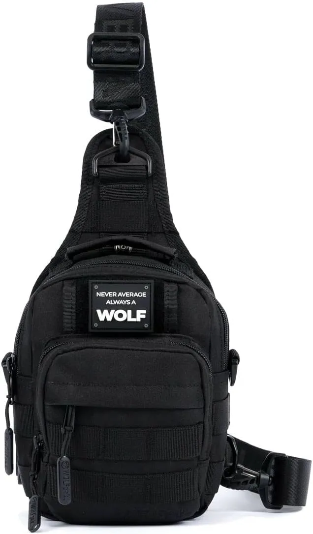 WOLFpak 4L Mini Tactical Sling Bag (Alpha Black) – Compact Crossbody Backpack for Gym, Travel & EDC – Tactical Shoulder Bag with Multiple Pockets – Lightweight, Durable Sling Pack for Men & Women