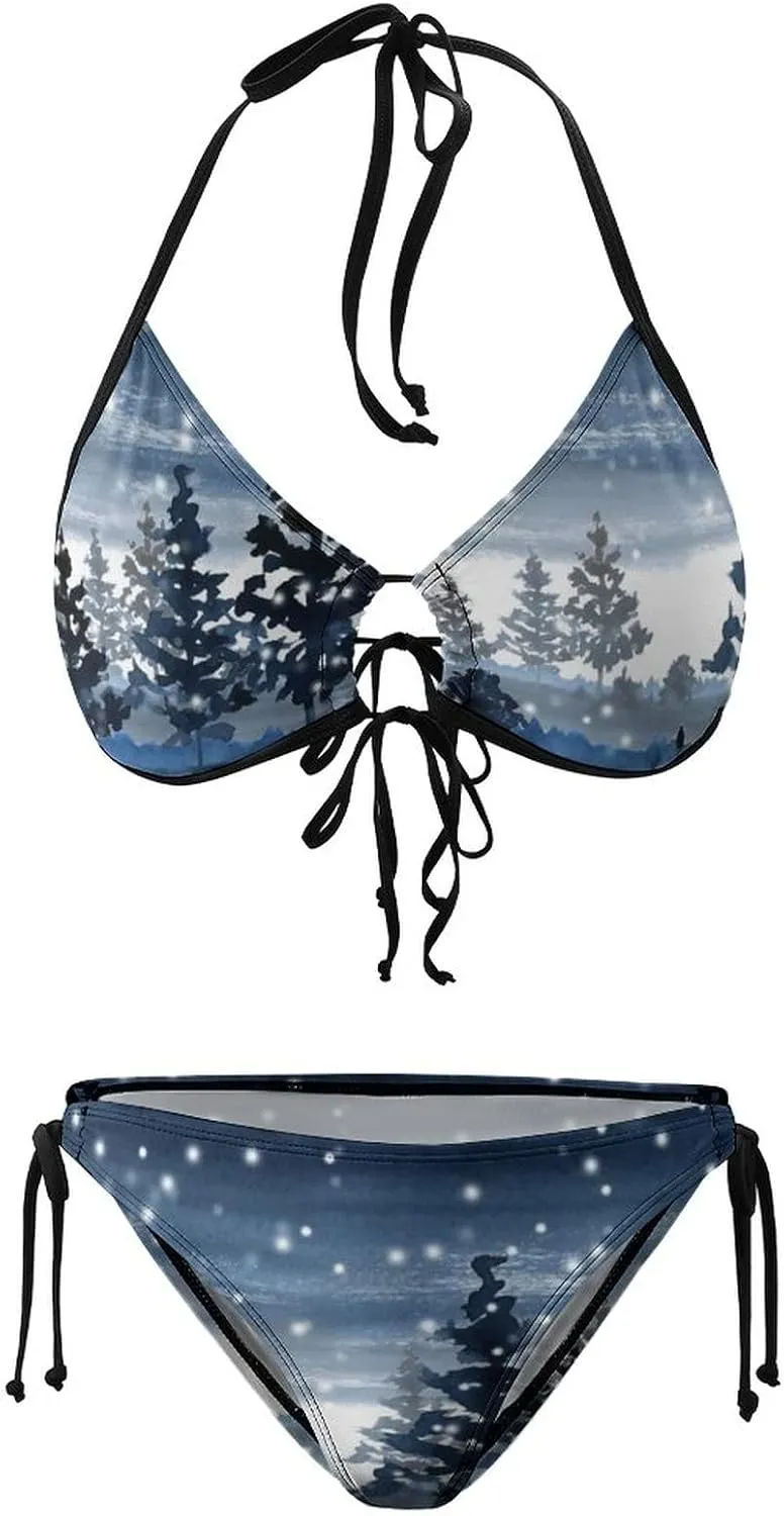 Women 2 PC Bikini Set Sexy Sling Halter String Swimsuit Beach Vacation S - XXL