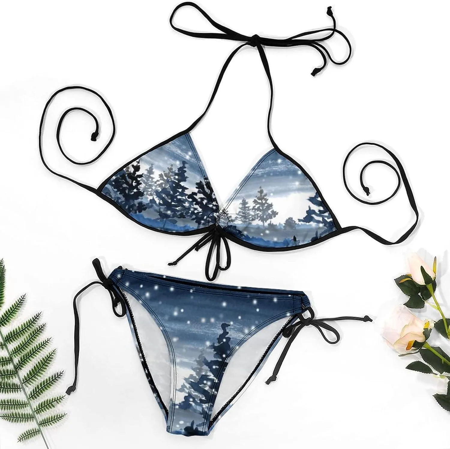 Women 2 PC Bikini Set Sexy Sling Halter String Swimsuit Beach Vacation S - XXL