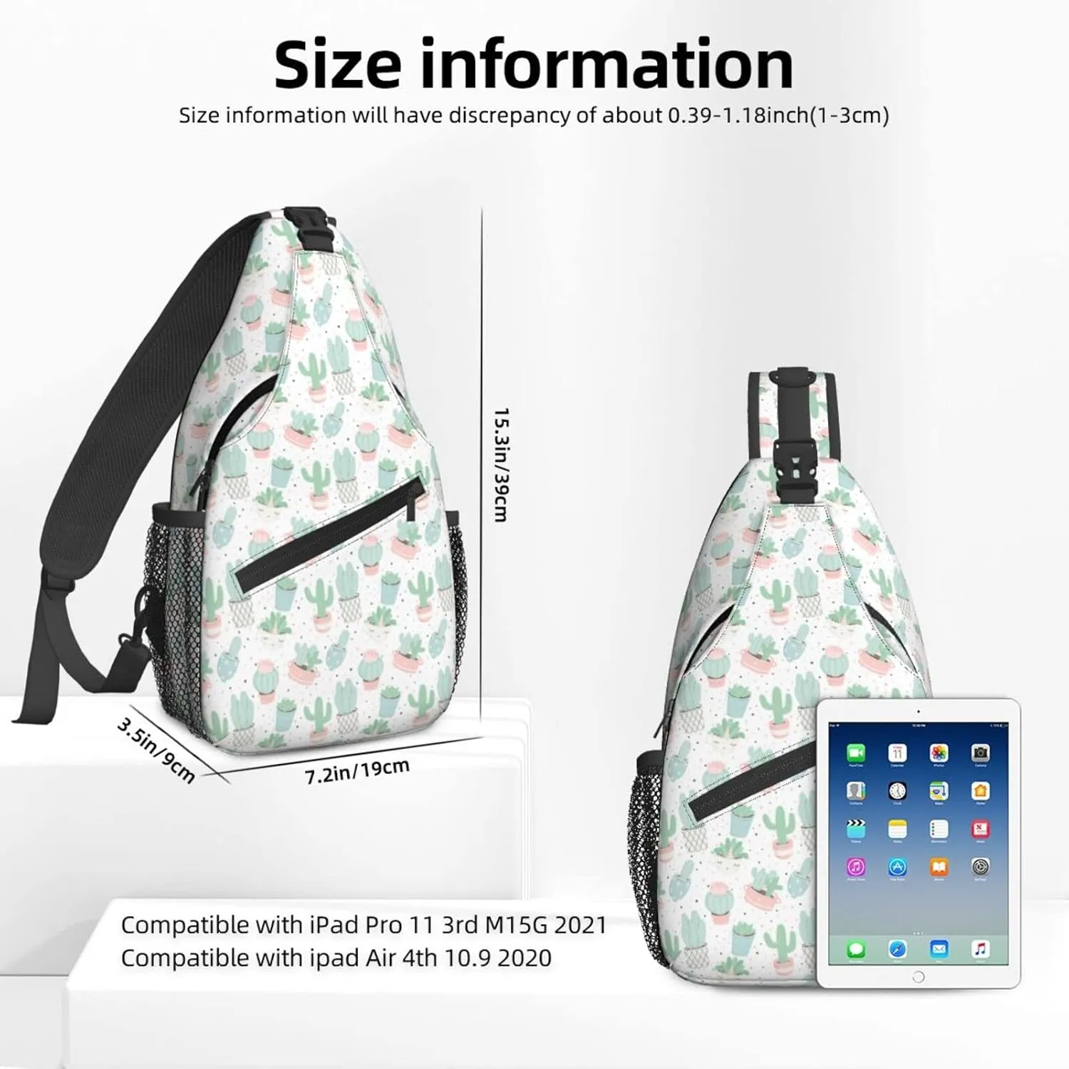 Women Cute Cacti Succulents Pattern Crossbody Sling Backpack for Men Chest Bag Shoulder Bag Lightweight One Strap Backpack Travel Outdoor Daypack