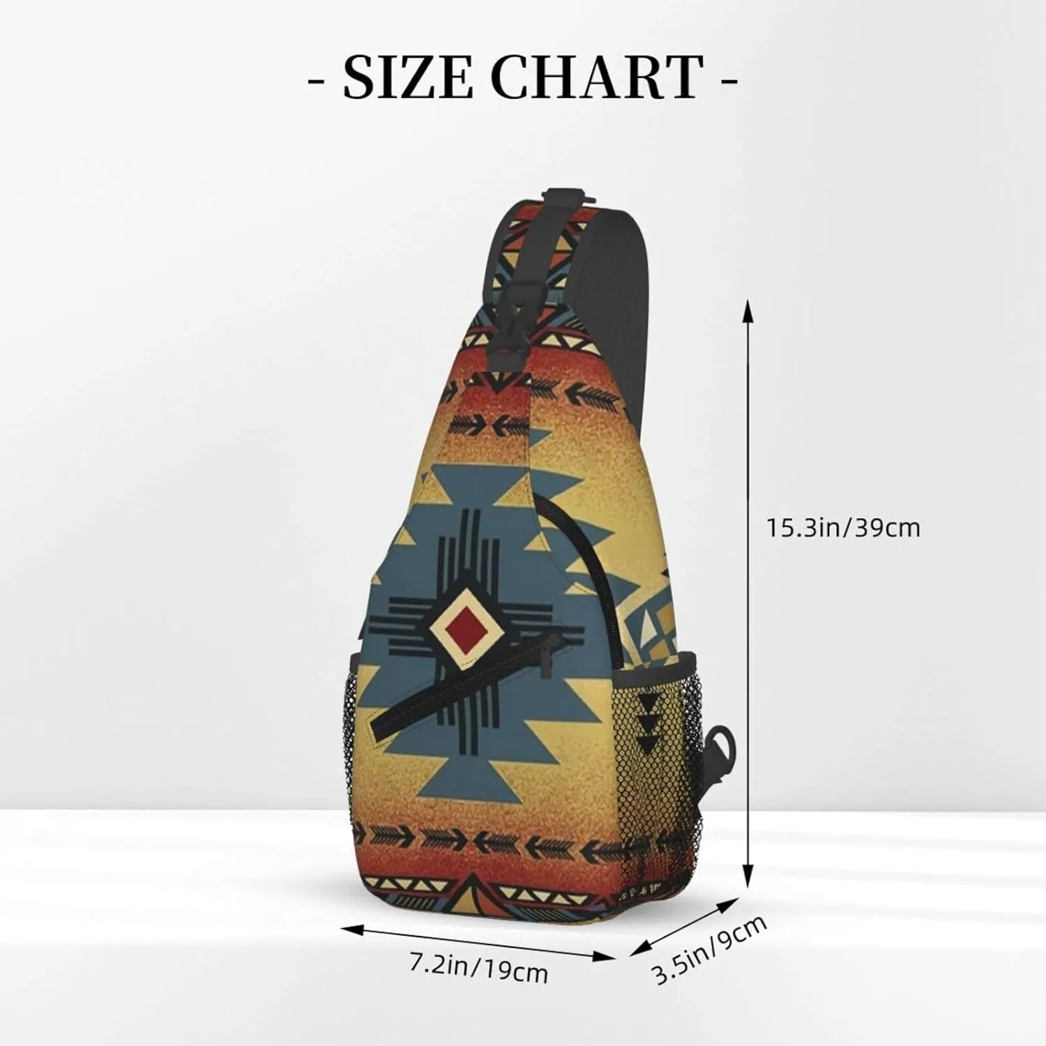 Women Men Sling Bag Anti Theft for Native American Saddle Blanket Pattern Chest Pack Outdoor Shoulder Backpack Crossbody Bags Causal Daypacks For Hiking Cycling and Travel