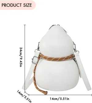 Women PU Gourd Shape Fashion Shoulder Bag Large Capacity Slouchy Tote Handbag Adjustable Strap Trendy Messenger Bag O