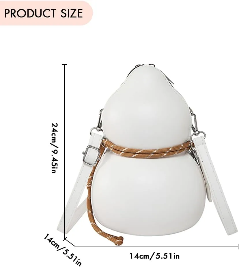 Women PU Gourd Shape Fashion Shoulder Bag Large Capacity Slouchy Tote Handbag Adjustable Strap Trendy Messenger Bag O