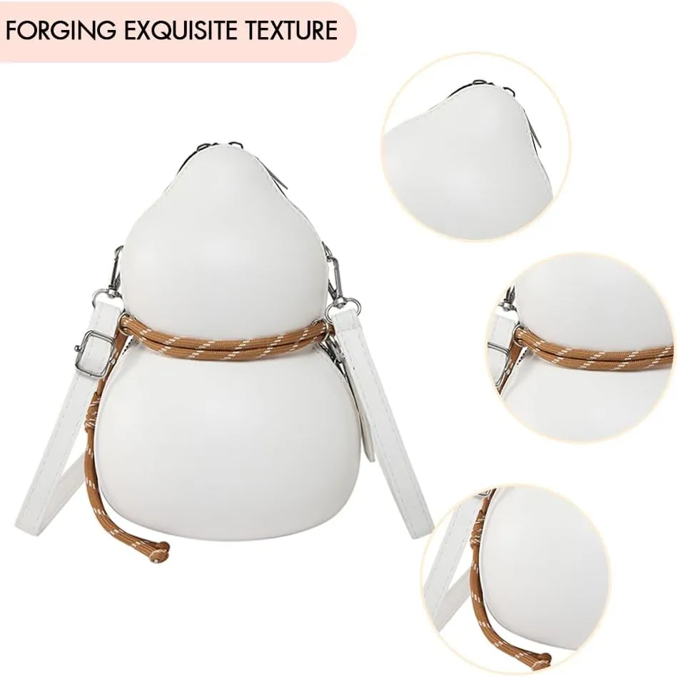 Women PU Gourd Shape Fashion Shoulder Bag Large Capacity Slouchy Tote Handbag Adjustable Strap Trendy Messenger Bag O
