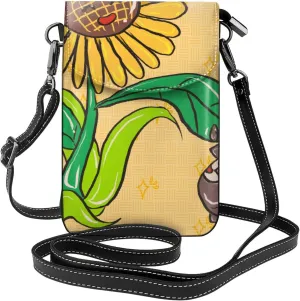 women Small Cell Phone Purse Sunflower seeds and sunflowers pattern : Multifunction,Soft, durable,Convenient for daily use and travel