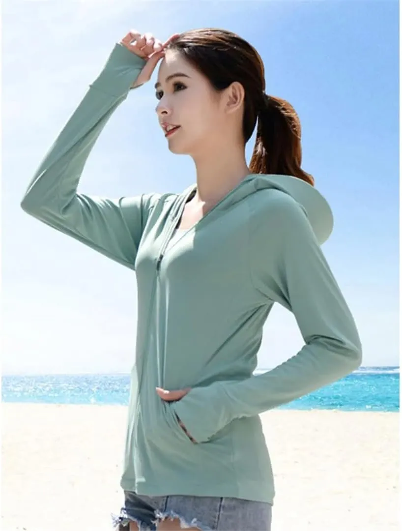 Women UV Sunscreen Jacket Cycling Outdoor Sport Sun Protection Hoodie Shirts Ice Silk Breathable Skin Coat