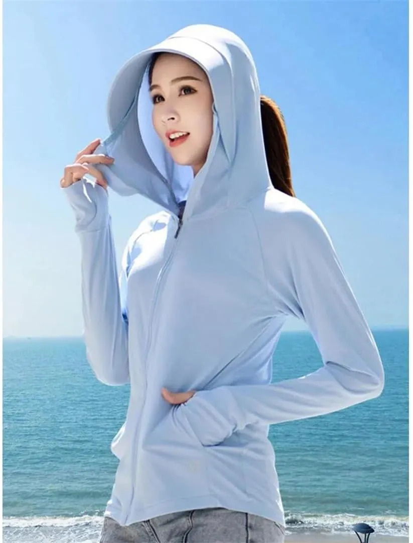 Women UV Sunscreen Jacket Cycling Outdoor Sport Sun Protection Hoodie Shirts Ice Silk Breathable Skin Coat