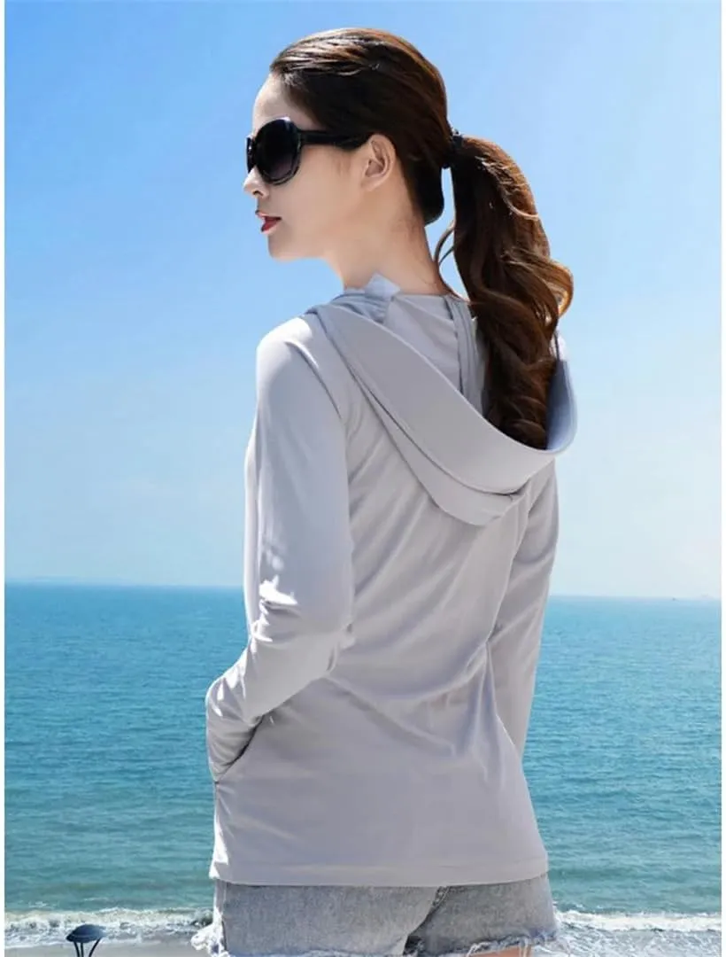 Women UV Sunscreen Jacket Cycling Outdoor Sport Sun Protection Hoodie Shirts Ice Silk Breathable Skin Coat