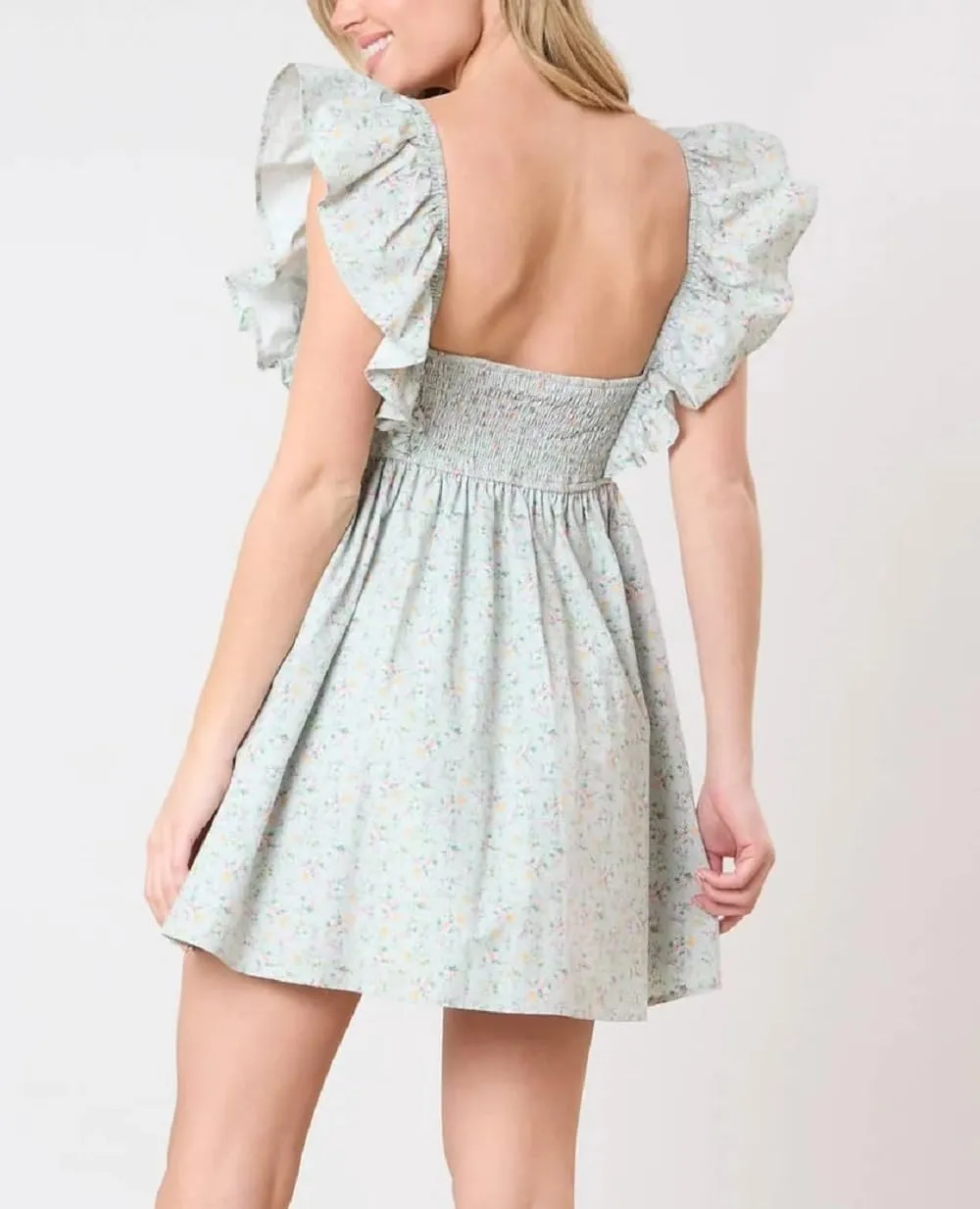 Women Y2K Bow Babydoll Mini Dress Spaghetti Strap Ruffle Sundress Flowy Sling Dress Graphic Going Out Dresses