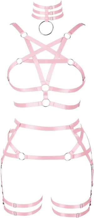 Women's Body Harness Pentagram Bra Garter Belt Set Punk Gothic Carnival Halloween Elastic Adjustable Dance Costume