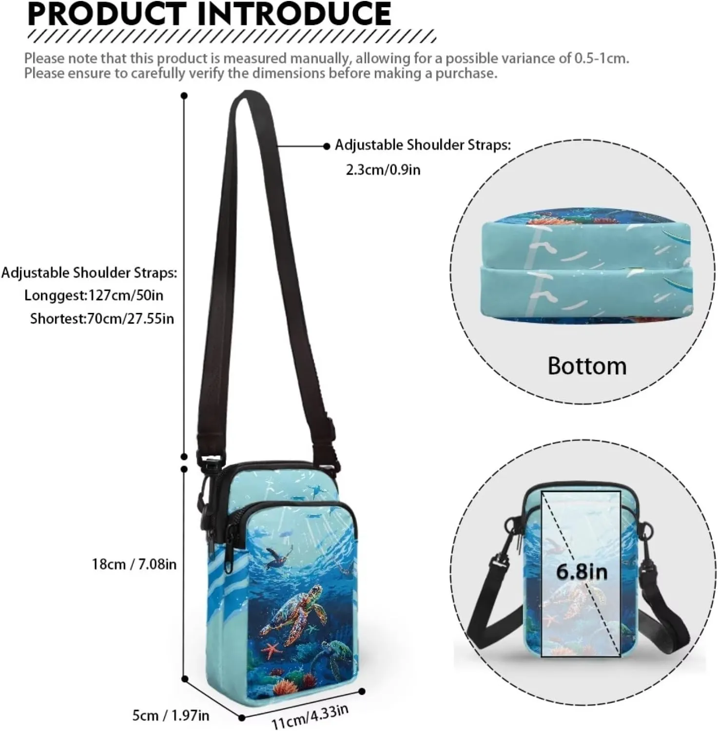 Women's Casual One Shoulder Handbag with Adjustable Strap Double Layered Zipper Snap Ring Fashion Bag