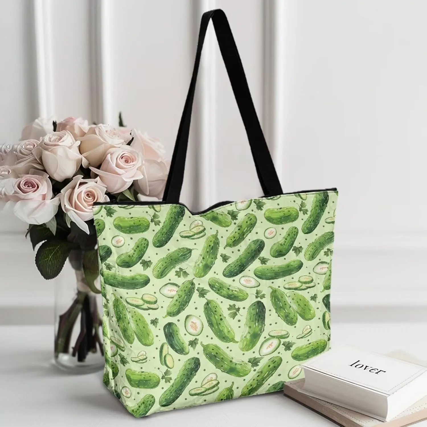 Women’s Dupont Paper Tote Bag Waterproof Shoulder Purse Shopping Grocery Reusable Handbag with Inner Zipper Pocket