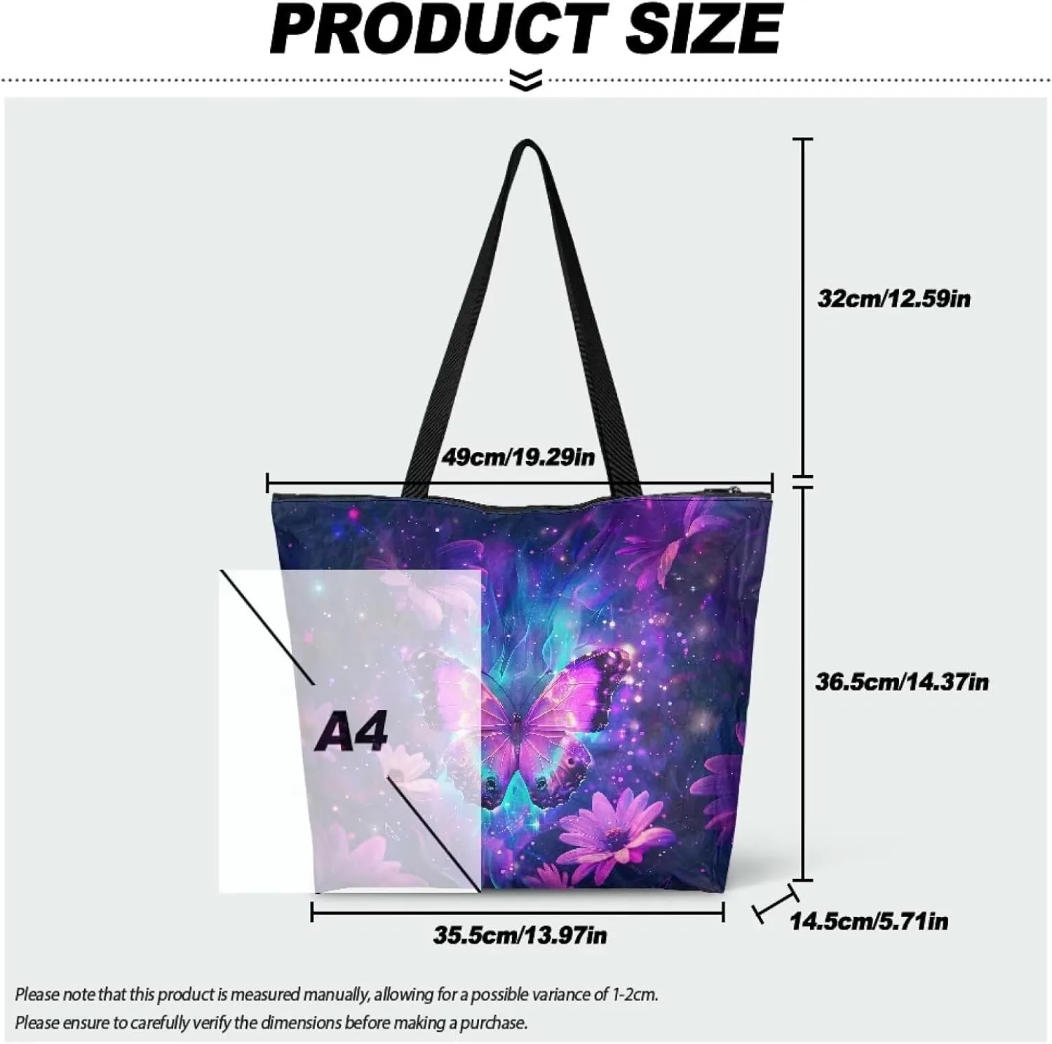 Women’s Dupont Paper Tote Bag Waterproof Shoulder Purse Shopping Grocery Reusable Handbag with Inner Zipper Pocket