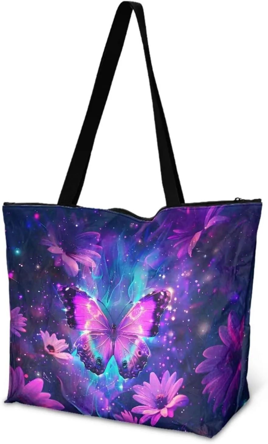 Women’s Dupont Paper Tote Bag Waterproof Shoulder Purse Shopping Grocery Reusable Handbag with Inner Zipper Pocket
