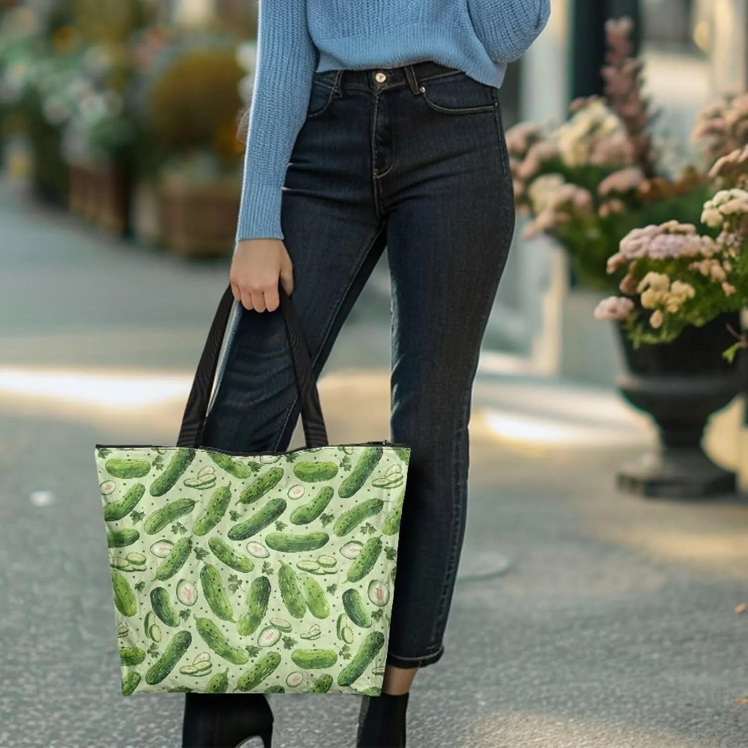 Women’s Dupont Paper Tote Bag Waterproof Shoulder Purse Shopping Grocery Reusable Handbag with Inner Zipper Pocket