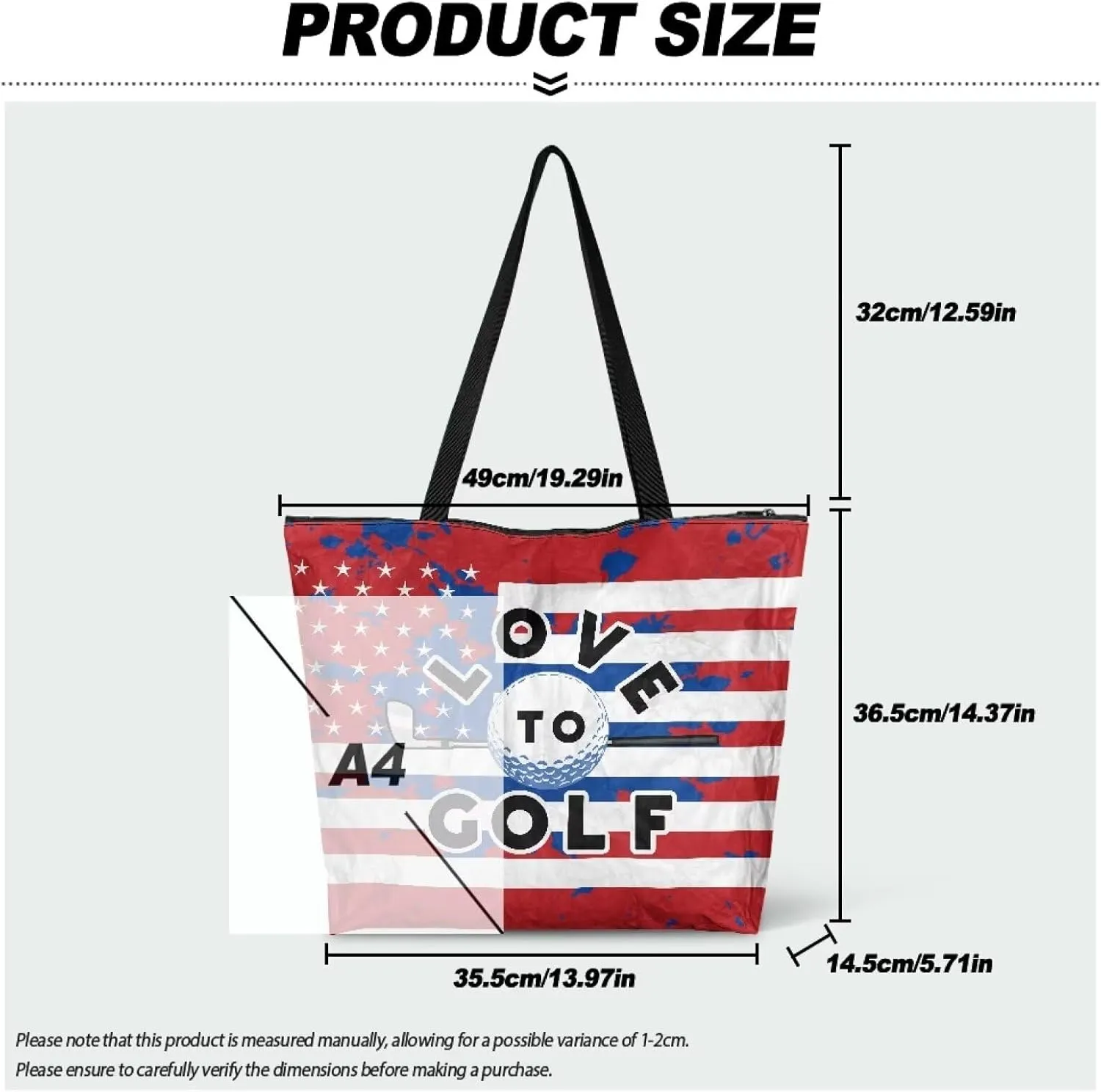 Women’s Dupont Paper Tote Bag Waterproof Shoulder Purse Shopping Grocery Reusable Handbag with Inner Zipper Pocket