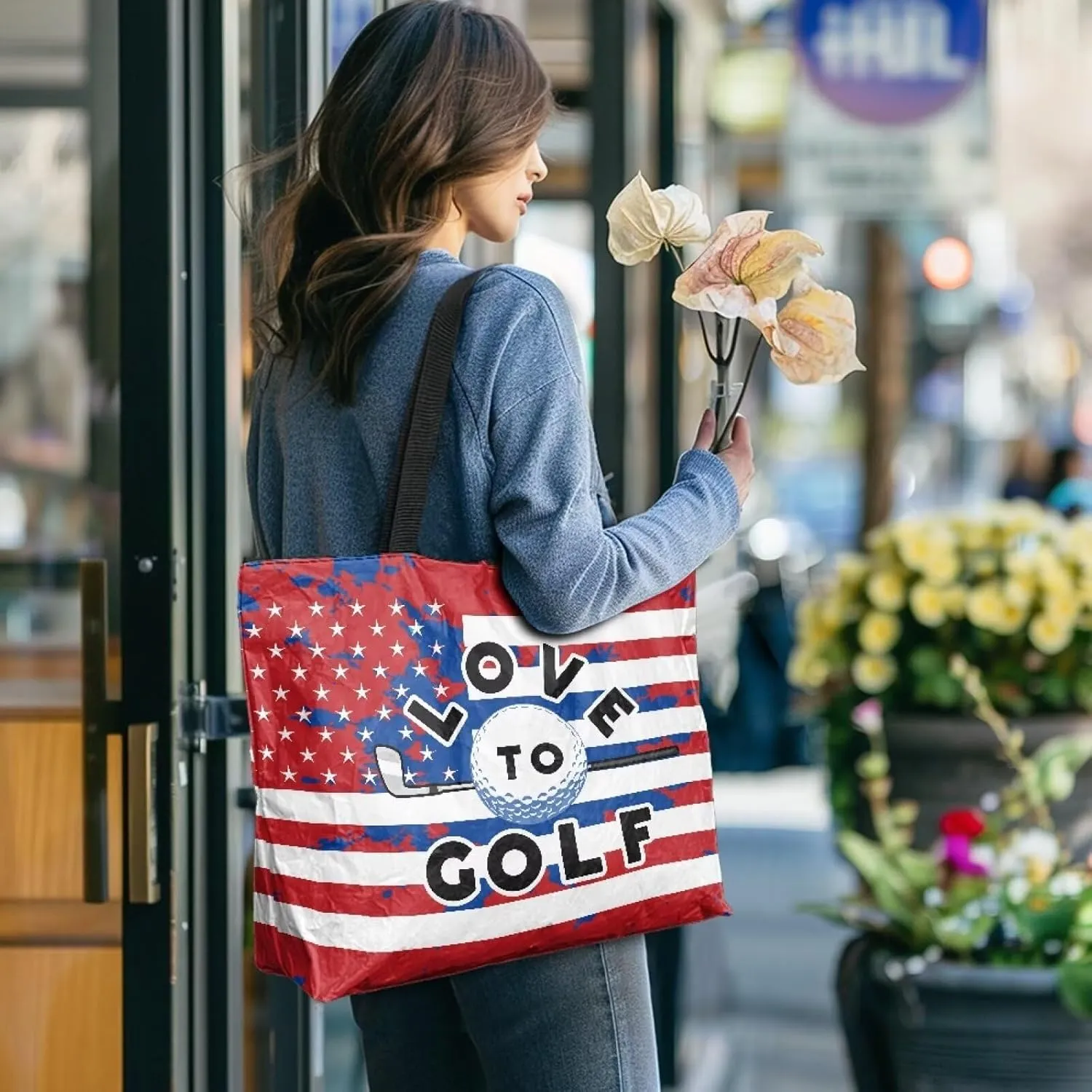 Women’s Dupont Paper Tote Bag Waterproof Shoulder Purse Shopping Grocery Reusable Handbag with Inner Zipper Pocket
