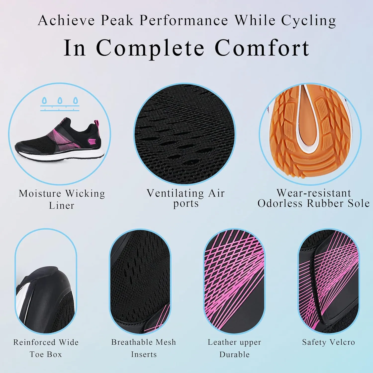Women's Indoor and Outdoor Cycling Shoes - Comfortable and Breathable - Compatible With SPD Cleats
