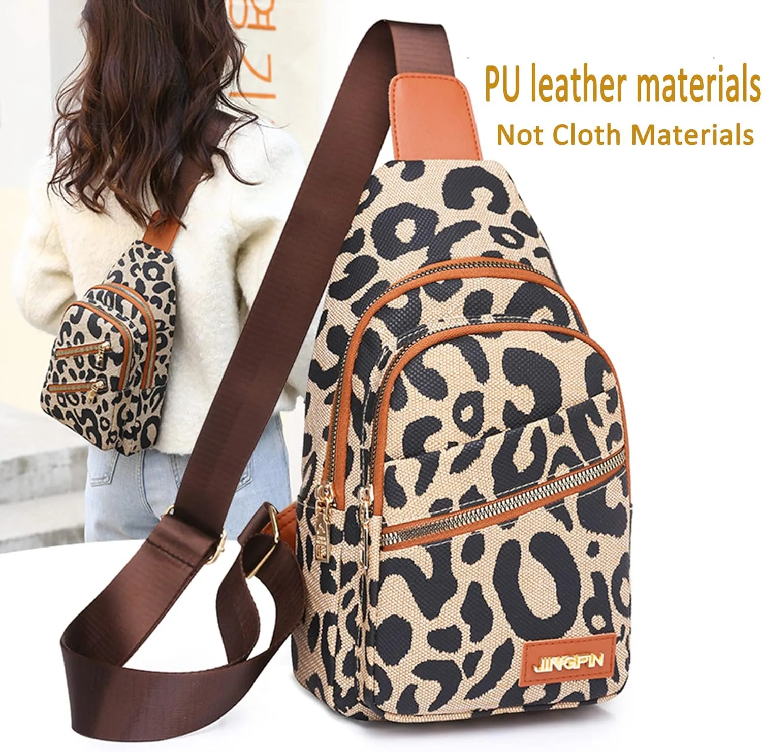 Women's Leopard Chest Bag Sling Bag for Women Sling Crossbody Bag Chest Backpack Bag Satchel Daypack Purse