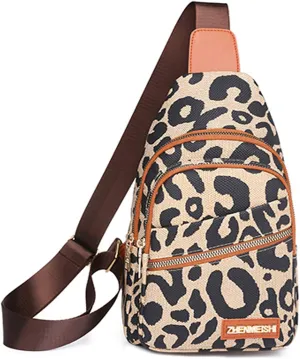 Women's Leopard Chest Bag Sling Bag for Women Sling Crossbody Bag Chest Backpack Bag Satchel Daypack Purse