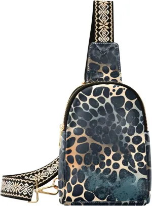 Women’s Sling Bag Energetic Animal Skin Print with Adjustable Strap Zipper Closure, PU Leather Water Resistant Crossbody Bag Purse Chest Bag