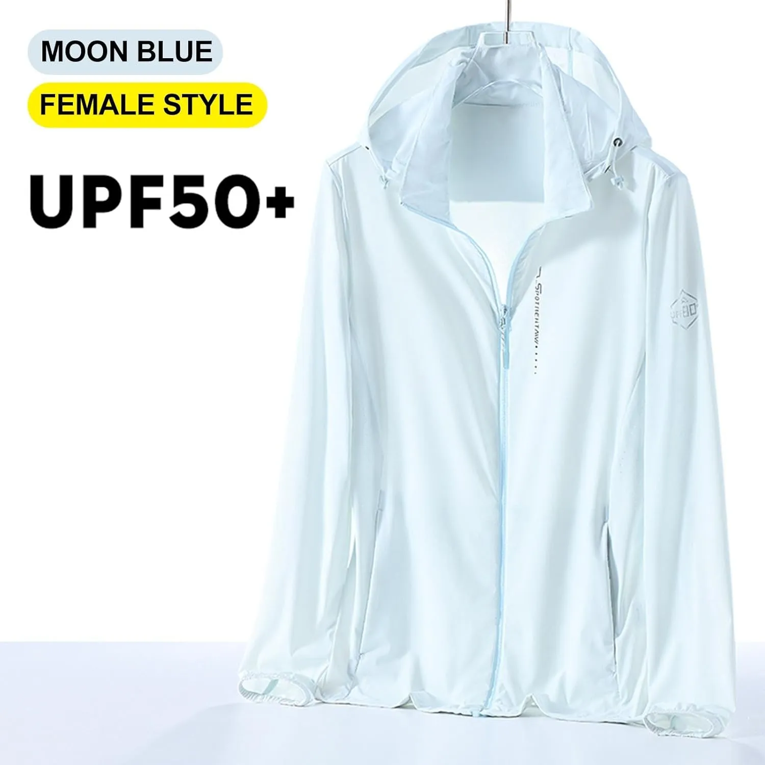 Women's Trendy Solid Long Sleeve Hooded Sun Protection Shirts Summer Casual Breathable Beach UV Outwear with Pocket