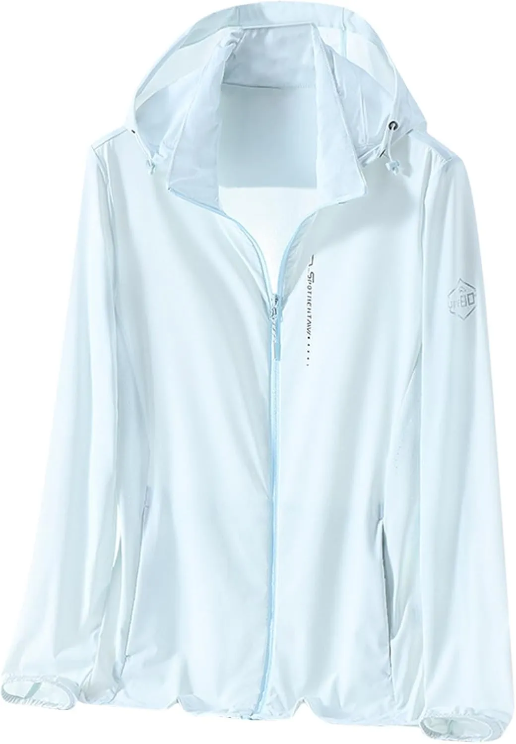 Women's Trendy Solid Long Sleeve Hooded Sun Protection Shirts Summer Casual Breathable Beach UV Outwear with Pocket