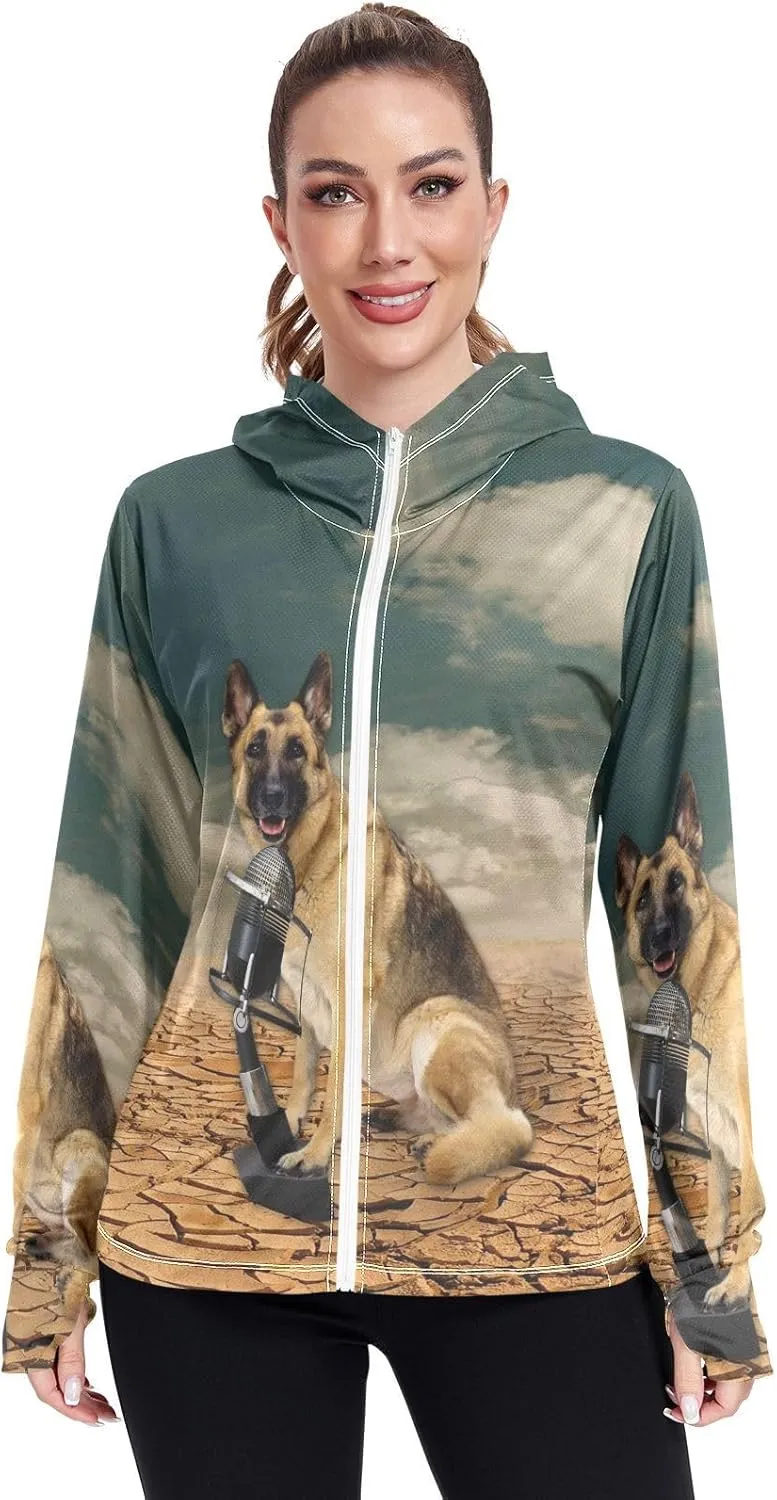 Women's UPF 50  Sun Protection UV Jacket - Zip Up Hoodie Long Sleeve Hiking Fishing Shirt with Pockets Thumb Hole