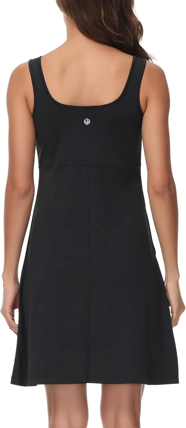 Women’s UPF 50  Tank Dress A-Line with Pockets Breathable Quick Dry Sun Protection for Hiking Camping Beach Outdoor