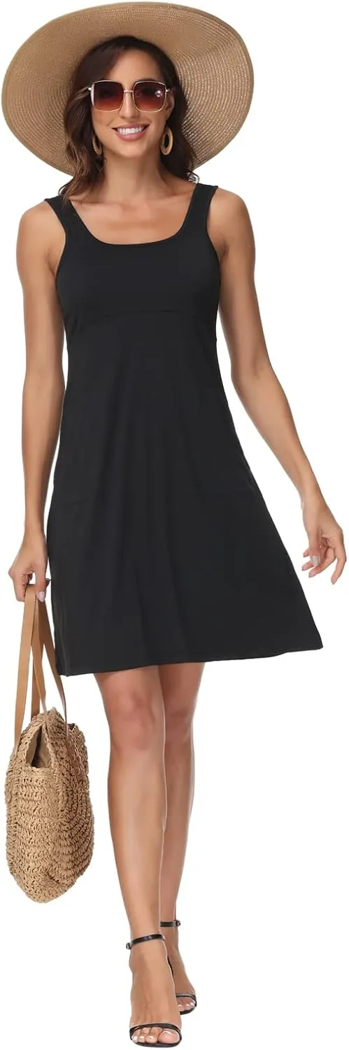 Women’s UPF 50  Tank Dress A-Line with Pockets Breathable Quick Dry Sun Protection for Hiking Camping Beach Outdoor