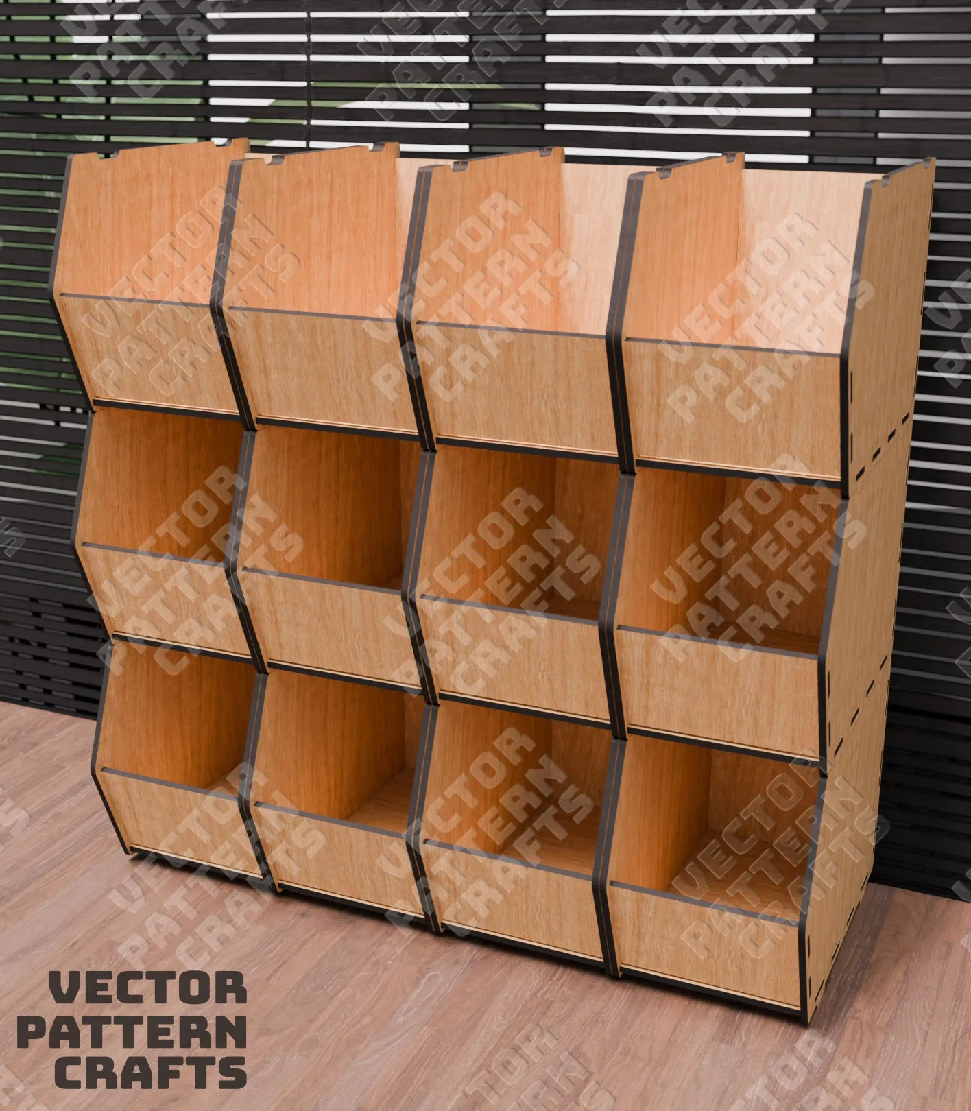 Wooden stackable storage bins laser cut svg file