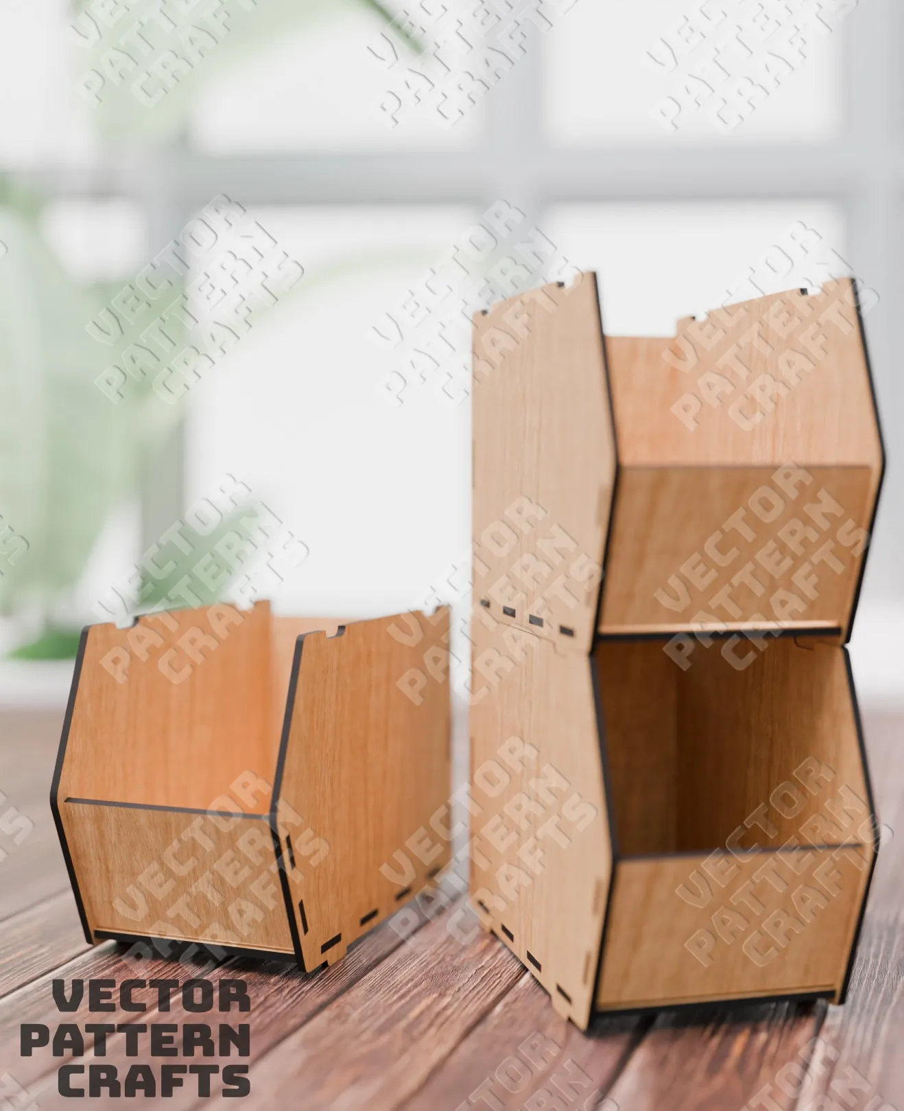 Wooden stackable storage bins laser cut svg file