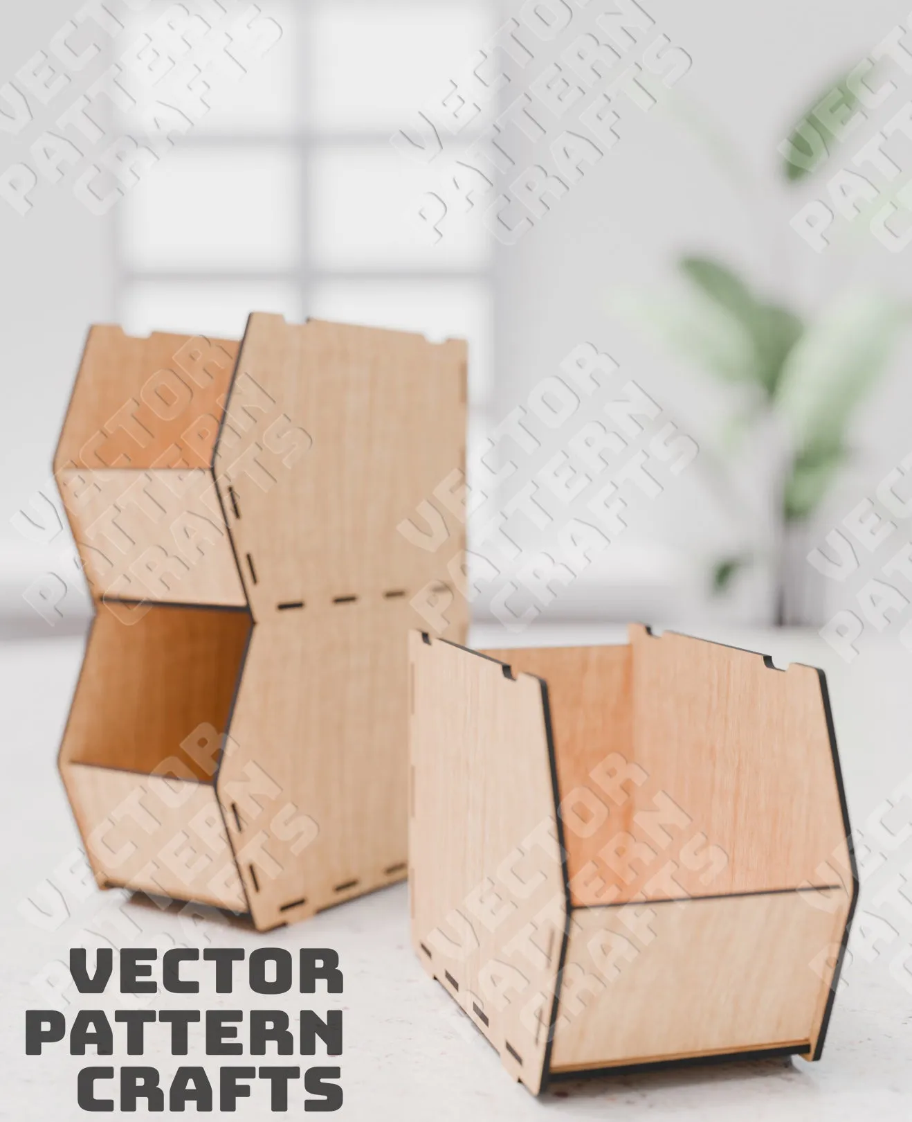 Wooden stackable storage bins laser cut svg file