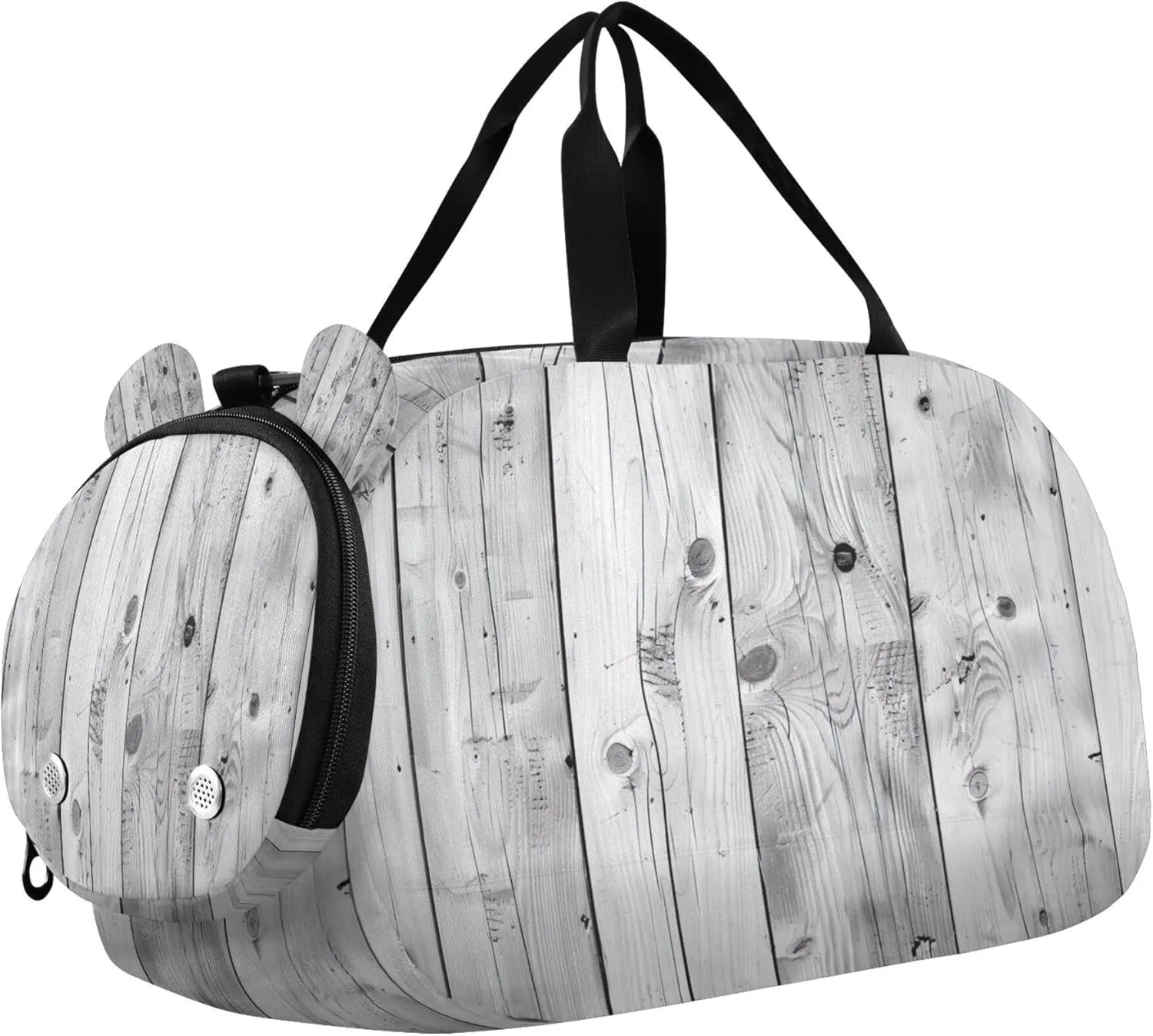 Wooden Texture Kids Overnight Sports Duffel Bags with Shoe Compartment & Wet Pocket Travel Sport Gym Bag for Girls Boys