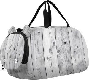 Wooden Texture Kids Overnight Sports Duffel Bags with Shoe Compartment & Wet Pocket Travel Sport Gym Bag for Girls Boys