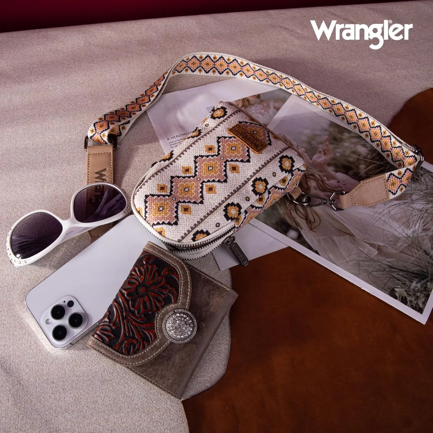 Wrangler Aztec Sling Bag - Southwest Crossbody Trendy Chest Bag