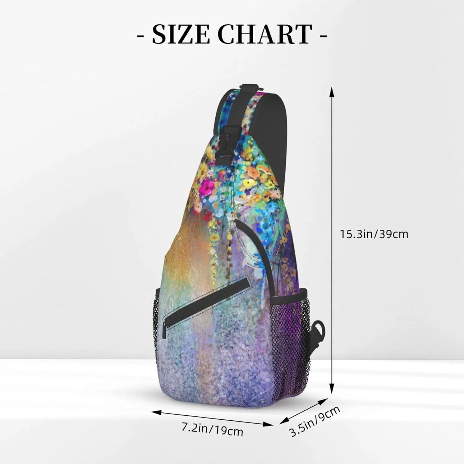 WURTON Black Marble Texture Gold Print Crossbody Sling Backpack Sling Bag Travel Hiking Chest Bag Daypack