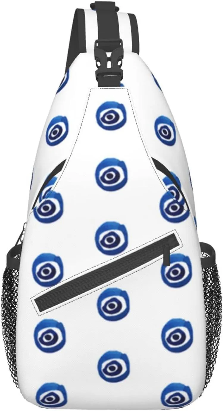 WURTON Evil Eyes Print Crossbody Backpack Shoulder Bag Cross Chest Bag For Travel, Hiking Gym Tactical Use