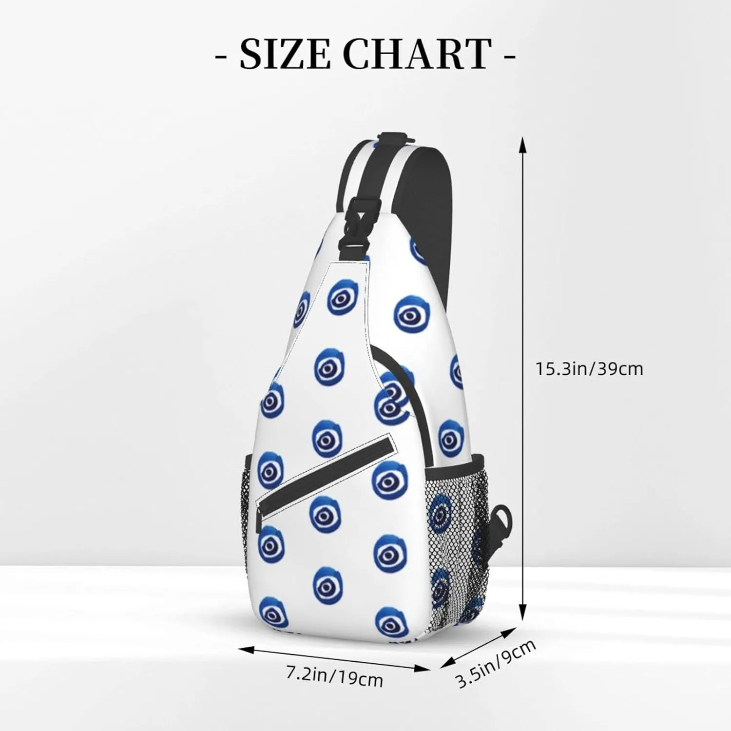 WURTON Evil Eyes Print Crossbody Backpack Shoulder Bag Cross Chest Bag For Travel, Hiking Gym Tactical Use