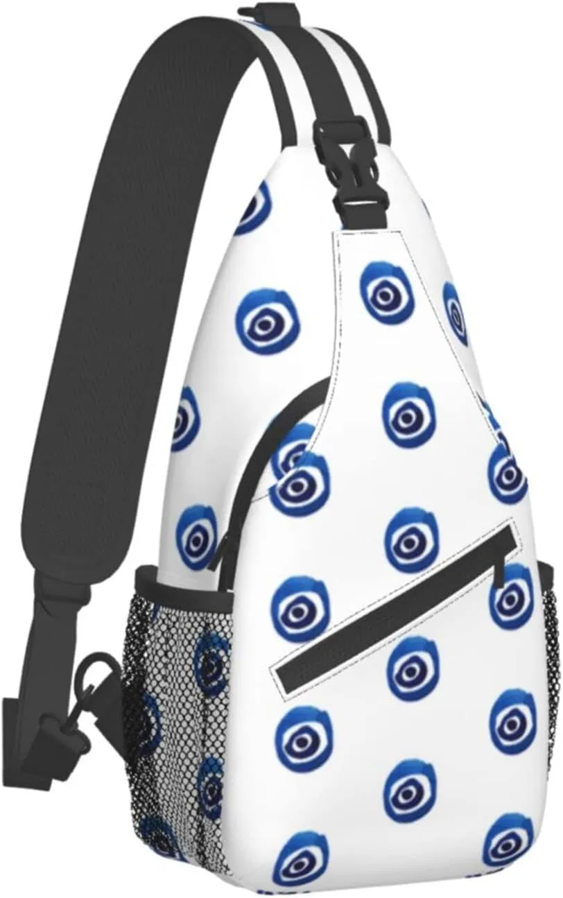 WURTON Evil Eyes Print Crossbody Backpack Shoulder Bag Cross Chest Bag For Travel, Hiking Gym Tactical Use