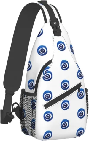 WURTON Evil Eyes Print Crossbody Backpack Shoulder Bag Cross Chest Bag For Travel, Hiking Gym Tactical Use