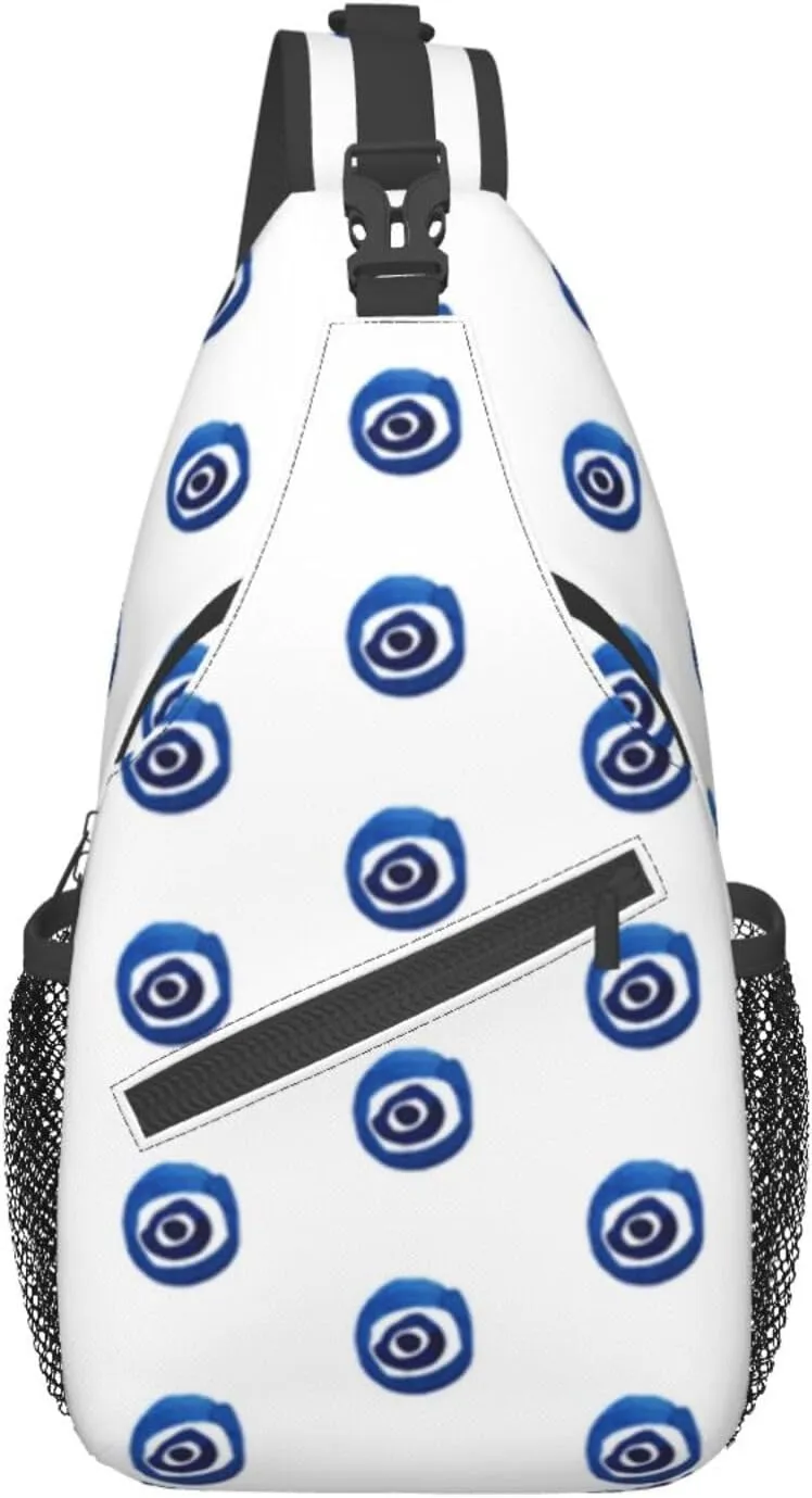 WURTON Evil Eyes Print Crossbody Backpack Shoulder Bag Cross Chest Bag For Travel, Hiking Gym Tactical Use