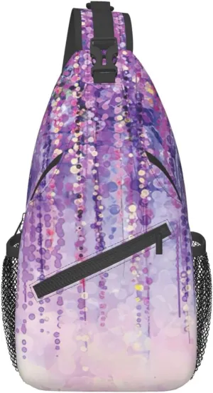 WURTON Flower Hummingbirds Embroidery Print Crossbody Sling Backpack Sling Bag Travel Hiking Chest Bag Daypack