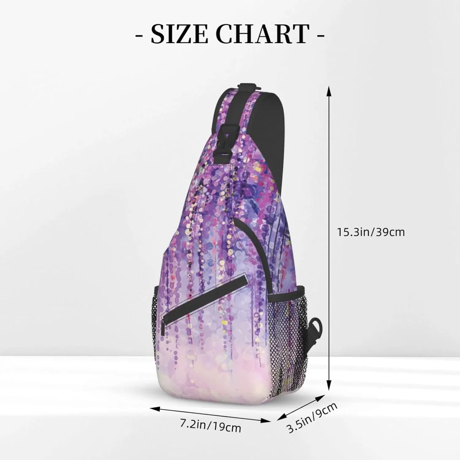 WURTON Flower Hummingbirds Embroidery Print Crossbody Sling Backpack Sling Bag Travel Hiking Chest Bag Daypack