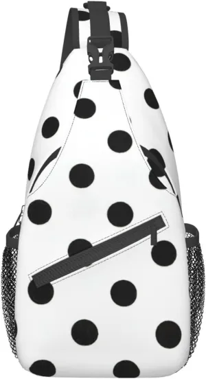 WURTON Polka Dot Print Crossbody Sling Backpack Sling Bag Travel Hiking Chest Bag Daypack