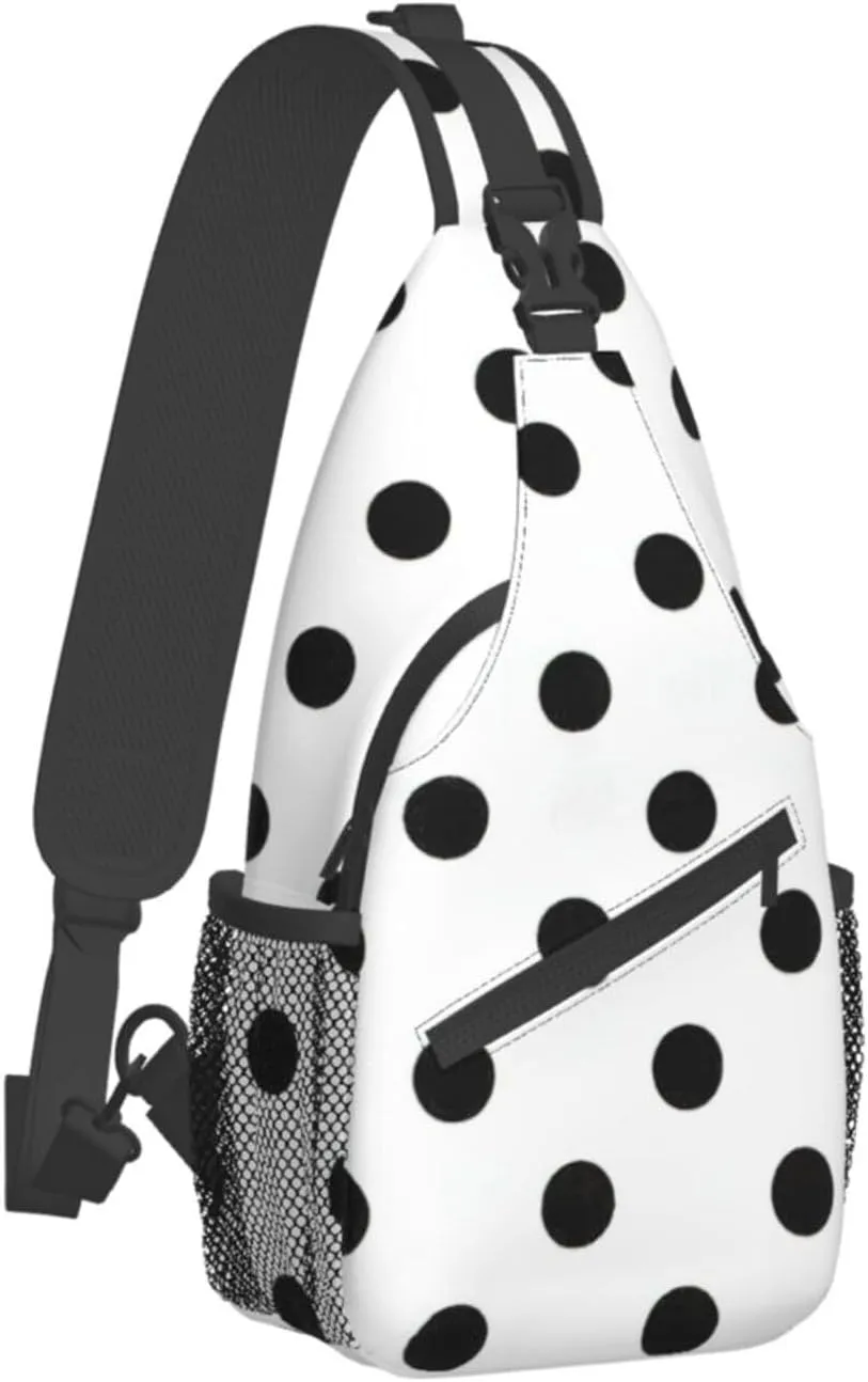 WURTON Polka Dot Print Crossbody Sling Backpack Sling Bag Travel Hiking Chest Bag Daypack