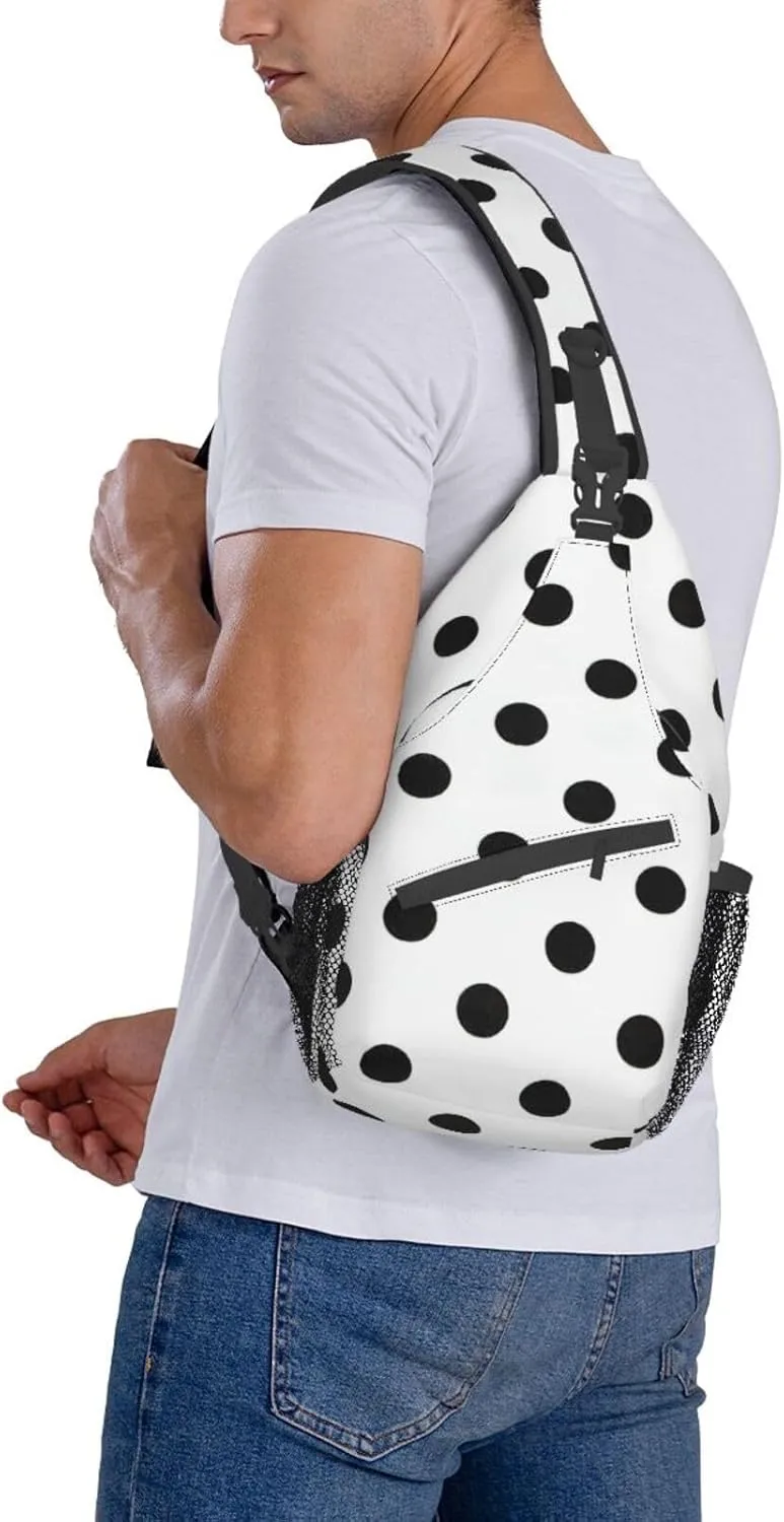 WURTON Polka Dot Print Crossbody Sling Backpack Sling Bag Travel Hiking Chest Bag Daypack
