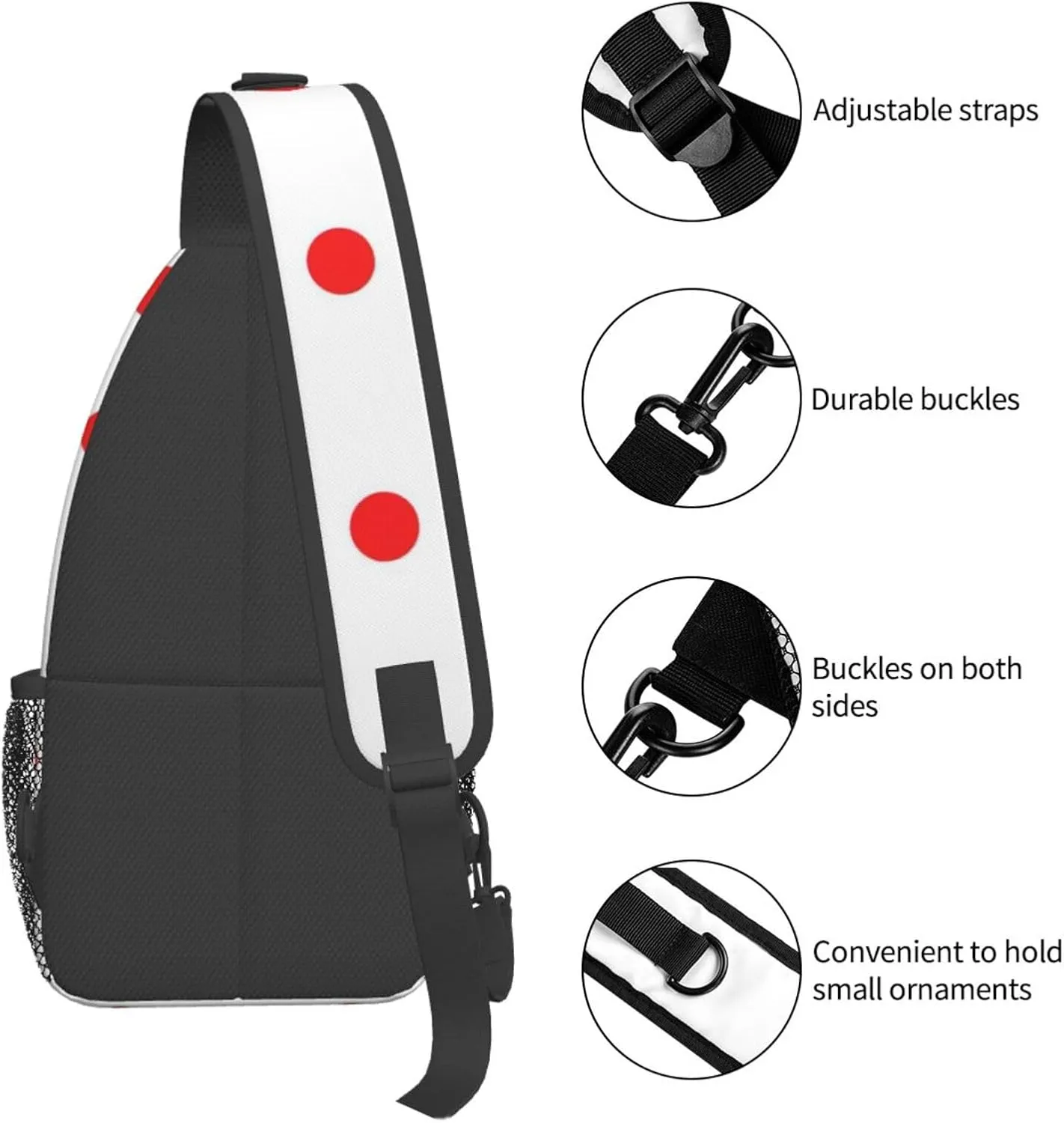 WURTON Polka Dot. Print Crossbody Sling Backpack Sling Bag Travel Hiking Chest Bag Daypack